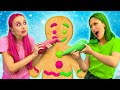 Green VS Pink - Eating One Color FOOD | 24 Hours Christmas Challenge - Siblings by La La Life Emoji