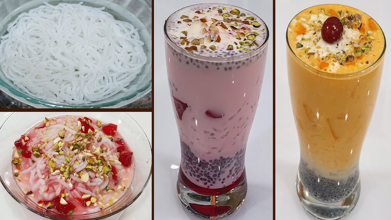 3 प्रकार से फालूदा और फालूदा सेव बनाने की विधि Falooda Sev & 3 Falooda Recipe