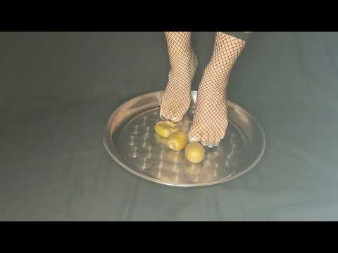 Fishnet socks and red kiwi squishing