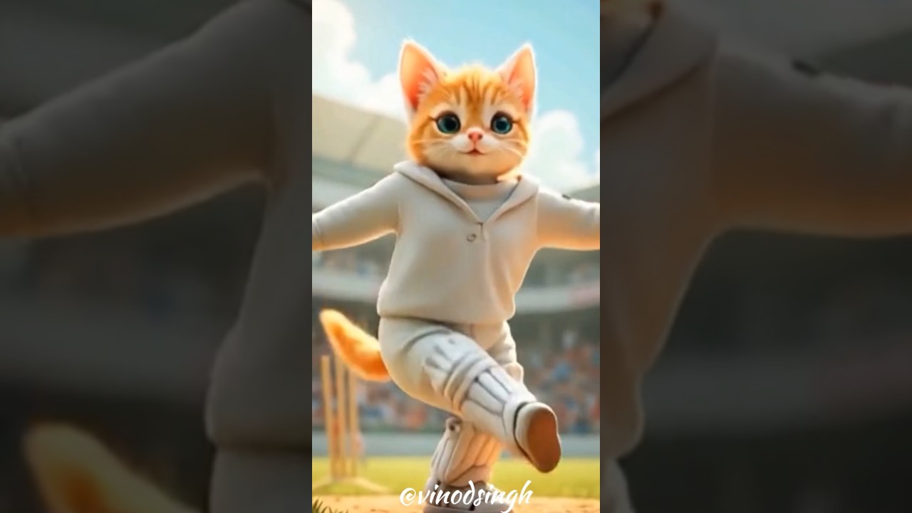 Cute Cat Playing Cricket 🐱🏏 | AI Cat Shorts