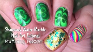nail marble water shamrock tutorial