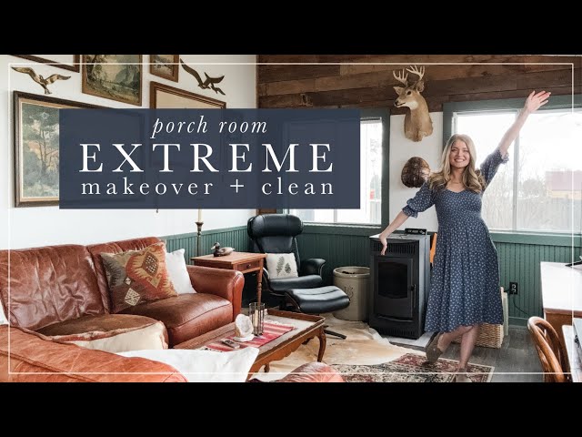 Back Porch EXTREME CLEAN and Makeover Using Vintage + Thrifted Finds | BEFORE + AFTER class=