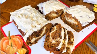 Pumpkin Spice Cheesecake Bread with Cream Cheese Frosting