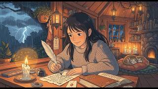 Cozy Treehouse in Heavy Rain & Thunderstorm | Slow Living Alone ASMR Ghibli Style