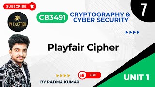 1.7 Playfair Cipher | Cryptography & Cyber Security CB3491 | Anna University R2021 in Tamil
