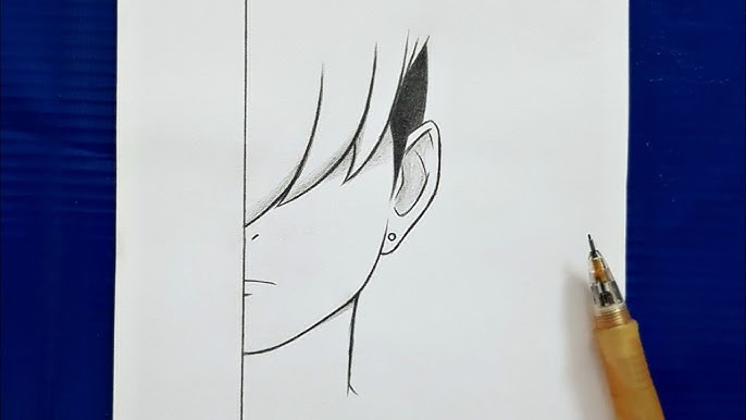 Esboço de anime fácil com lápis de carvão  como desenhar boruto metade do  rosto fácil passo a passo 
