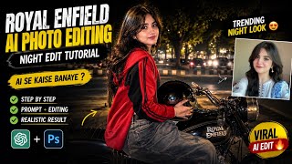 Night Bike Photo Editing in AI 😍 Royal Enfield Cinematic Edit Tutorial screenshot 1