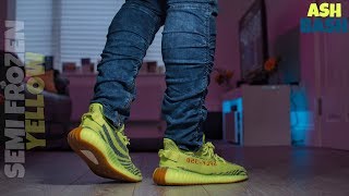 yeezy 350 yellow on feet