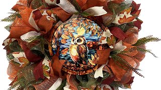 Owl Deco Mesh Wreath| Hard Working Mom |How to