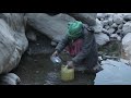 Carrying drinking water from river for cooking purpose || Primitive technology