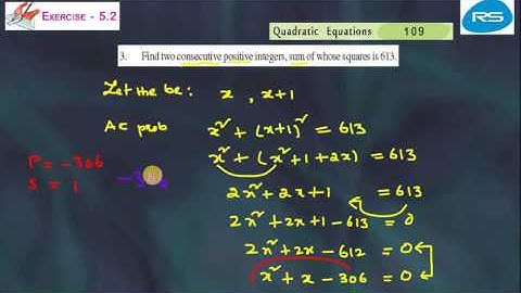 QUADRATIC EQUATIONS        TS &AP Q E EX 5 2 Q 3 X MATHS