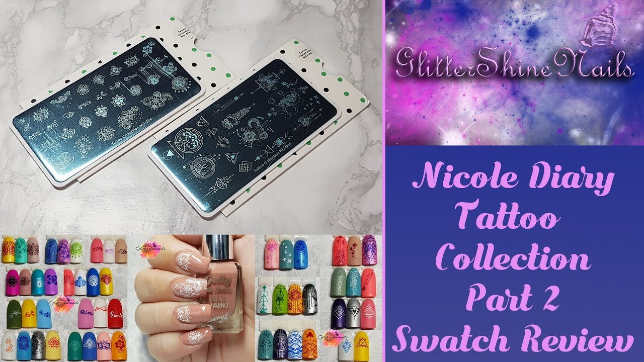 Nicole Diary Stamping Plates Swatch Review Featuring Tattoo Collection ND-004 & ND-005