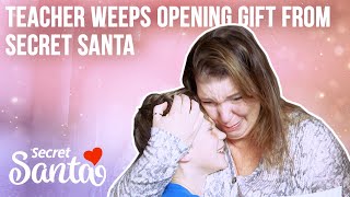 Sixth grade teacher weeps opening unexpected gift from Secret Santa