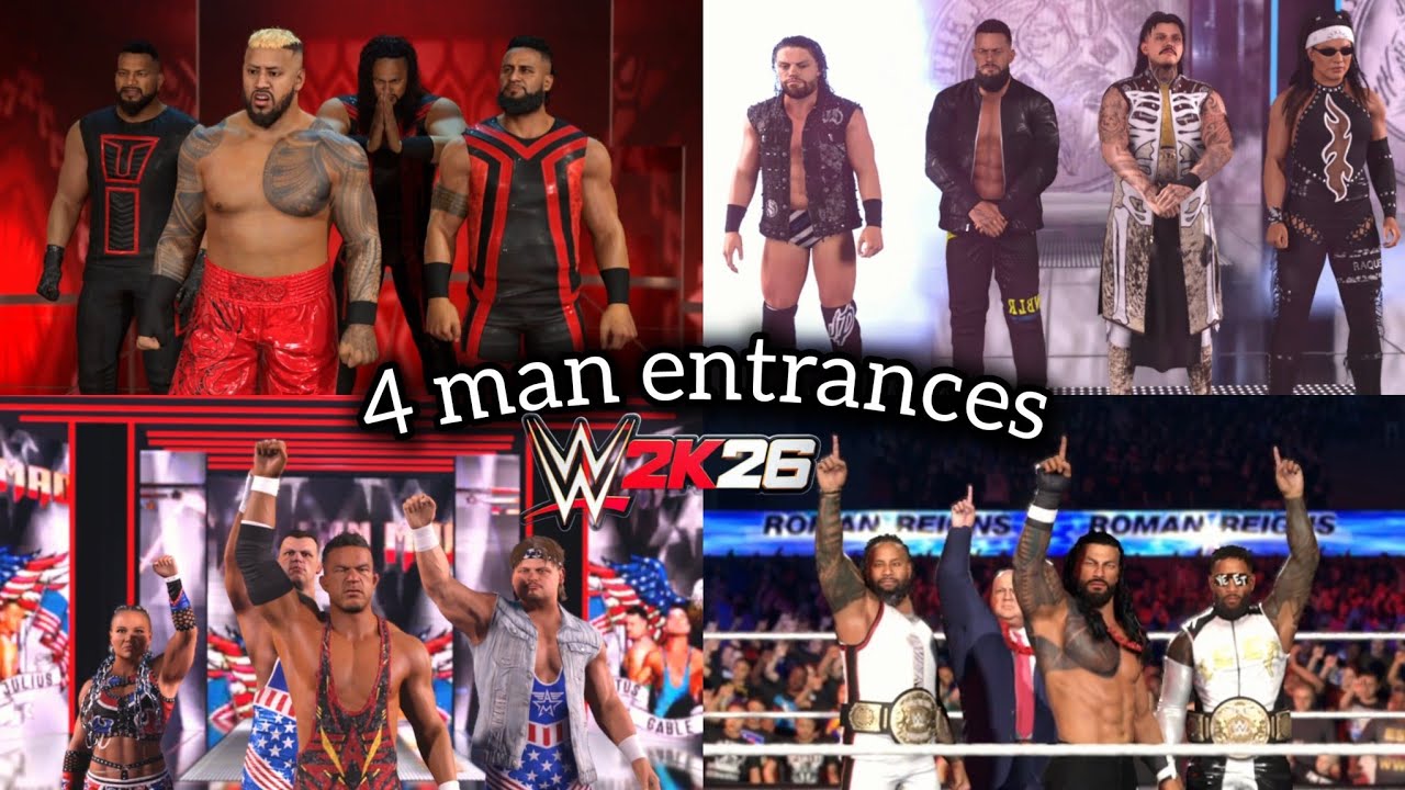 All 4 Man/Quad Faction Entrances in WWE 2K26 | Includes Generic Motions | Bloodline, NWO, Judgement 
