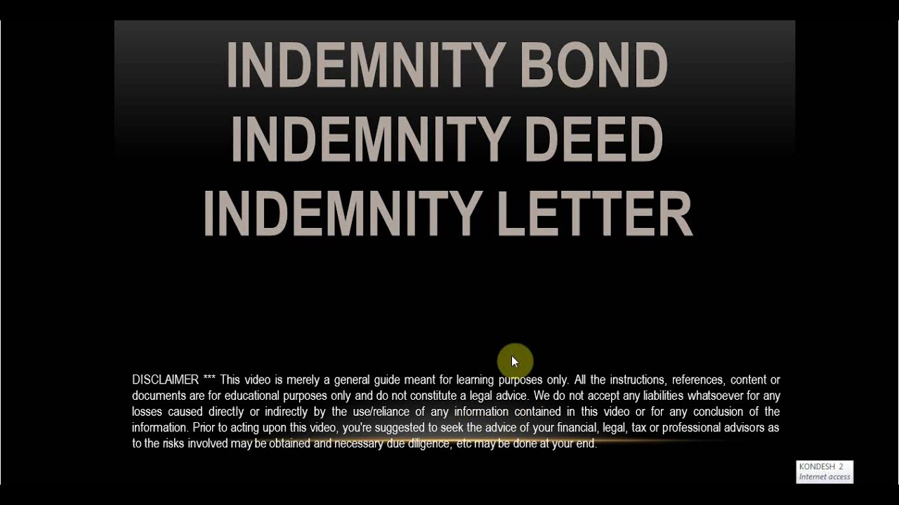 Indemnity Bond Income Tax Refund