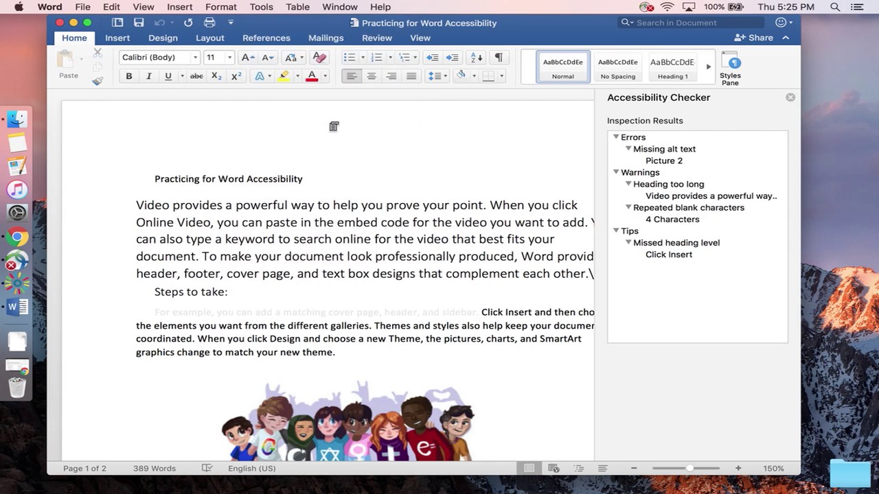 how to check accessibility in word on a mac