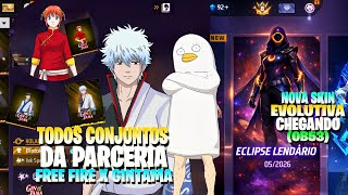 TODAS AS SKINS DA PARCERIA FREE FIRE X GINTAMA! NOVA ROUPA EVOLUTIVA OB53, SERVIDOR AVANÇADO E MAIS!