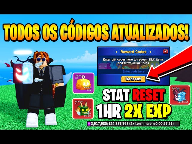 TODOS OS 21 CÓDIGOS ATUALIZADOS BELI RESET 2x XP FRUTAS DRAGON E