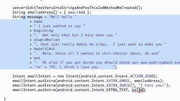 - 37 - PutExtra method for an Email Intent