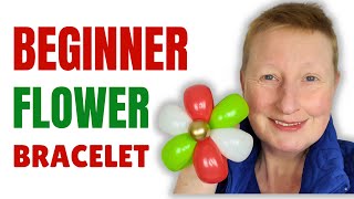 How to Make a Balloon Flower Bracelet for BEGINNERS 🌼 Easy Christmas Balloon Twisting