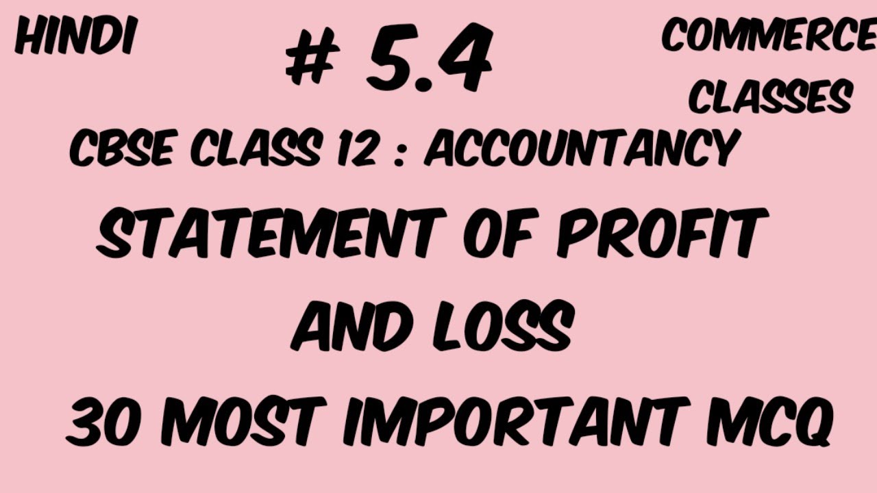 30 Most Important MCQ on Statement of Profit and Loss, Accounts,  Class 12, CBSE