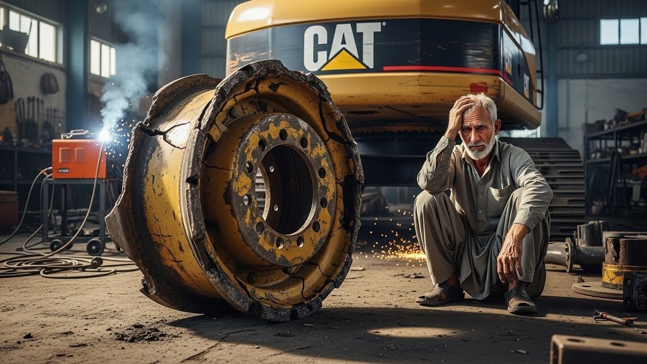 Amazing Process of Repairing a Broken & Bent Harvest Machine Wheel Rim | Heavy Repair Workshop