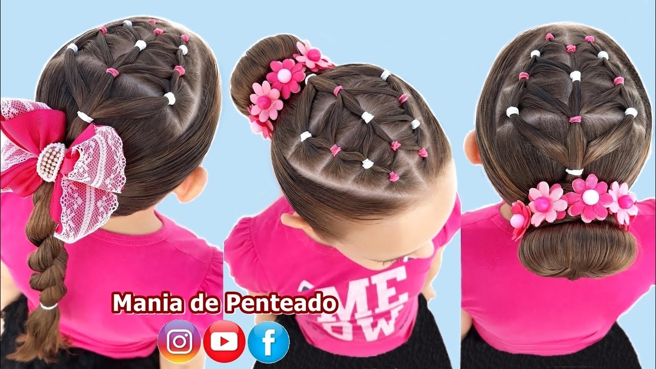 Penteado Fácil com Rabo de Cavalo Trançado ou Coque | Easy Bun Hairstyle or Braid Ponytail for Girls