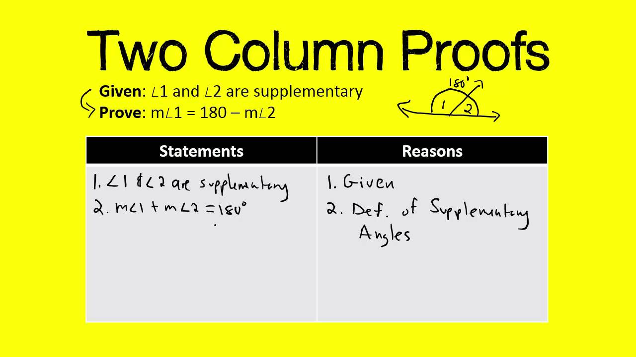 Help writing two column proofs