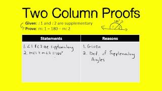 Two Column Proofs: Supplementary Angles