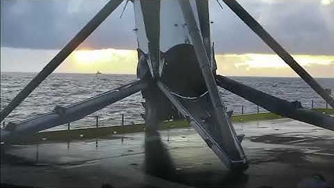 Falcon 9 booster drifting and sliding ||| Damaged landing leg
