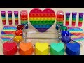 Rainbow Heart Slime |Mixing Eyeshadow And GLITTER Into Slime,Satisfying Slime Videos ASMR