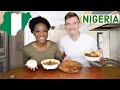 American Couple Tries NIGERIAN FOOD For The FIRST TIME | Jollof Rice, FUFU, Pepper Soup , Okro Soup