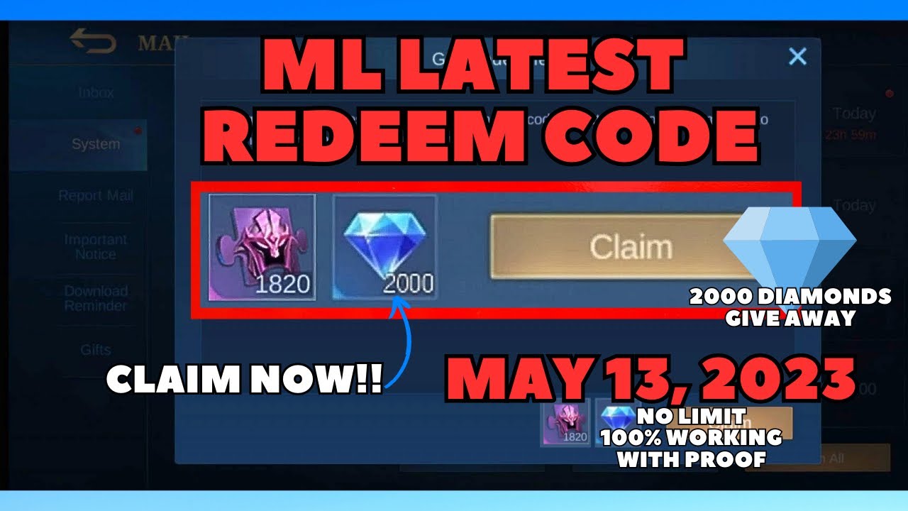 ML New Codes May 13 2023 2000 Diamonds Giveaway