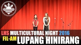 Multicultural Night 2016: Lupang Hinirang (National Anthem)