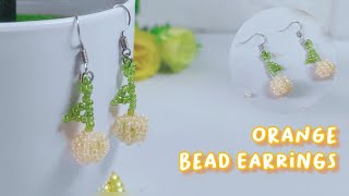 Seed bead earrings tutorial / orange bead earrings / tutorial anting manik manik