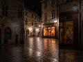 Cozy Winter Café Ambience with Relaxing Piano in a Snowy Old Town Night