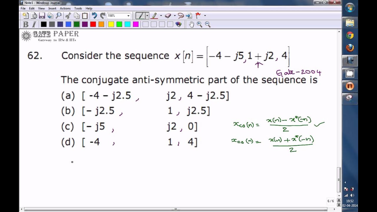 GATE 2004 ECE Conjugate Anti Symmetric Part Of Given Sequence YouTube GATE 2004 ECE Conjugate Anti Symmetric Part Of Given Sequence YouTube