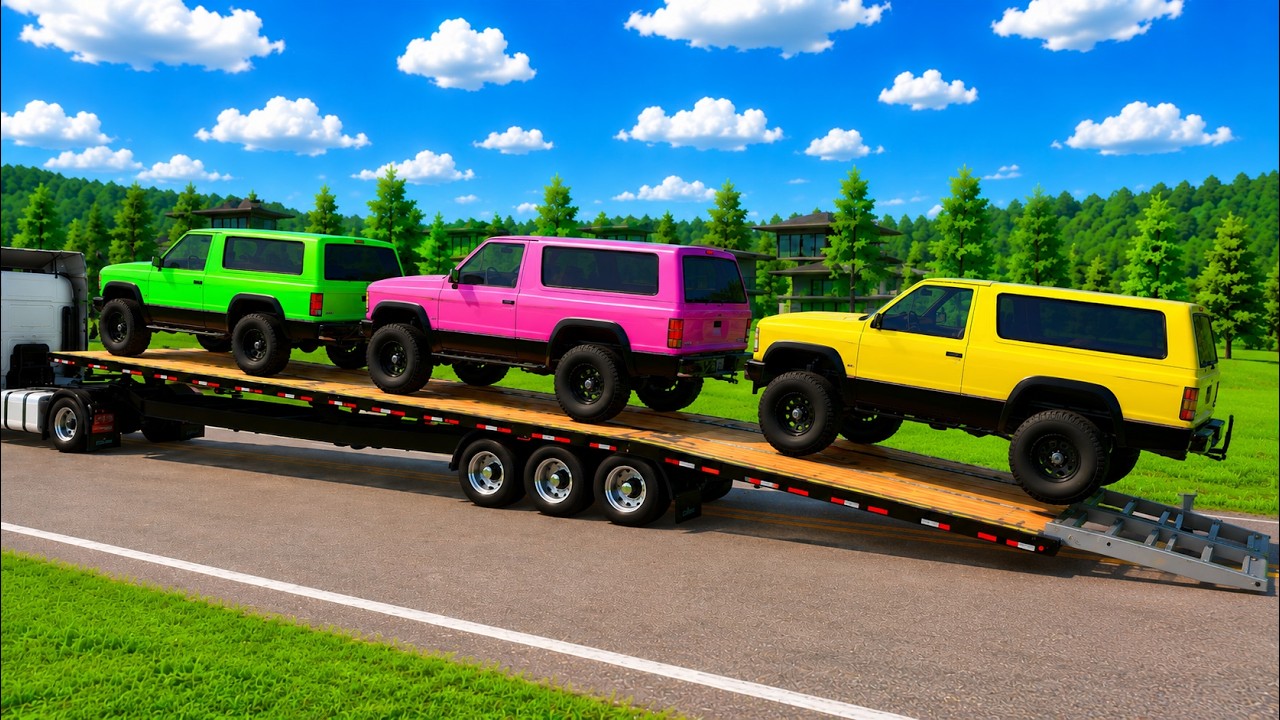 Flatbed Truck McQueen | Color Change Cars Transportation #9 - BeamNG.Drive