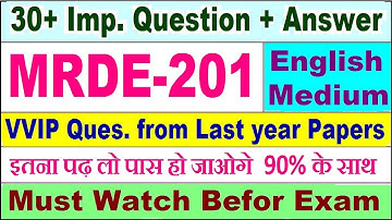 MRDE 201 important questions with answer in English | mrde 201 Previous Year Question Paper
