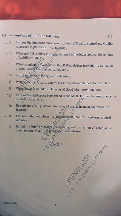 sppu (pattern 2019) pharmaceutical quality assurance #que.paper(sem 6th ...