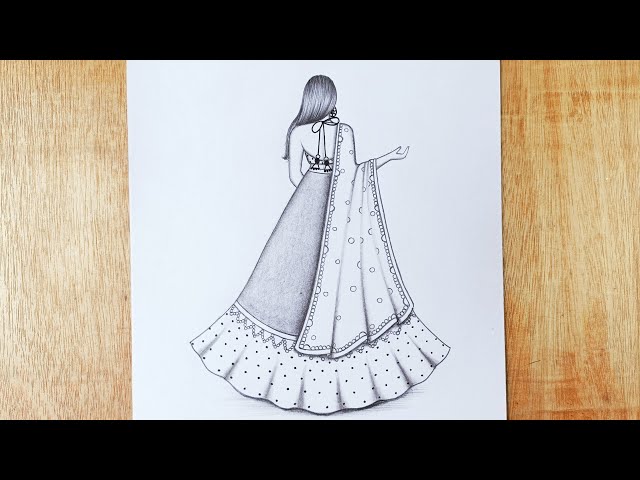 Bridal lehenga , fashion illustration , traditional illustration | Dress  illustration art, Bride fashion illustration, Fashion art illustration