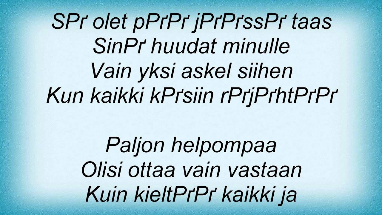 Uniklubi Liian LГ¤hellГ¤ Lyrics YouTube
