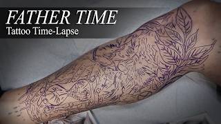 FATHER TIME Black And Grey Tattoo | Tattoo Time-Lapse