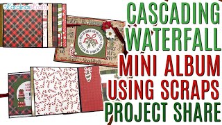 Cascading Mini Album Share Using Scraps,  Waterfall Mini Album Project Share, Easy Christmas Album