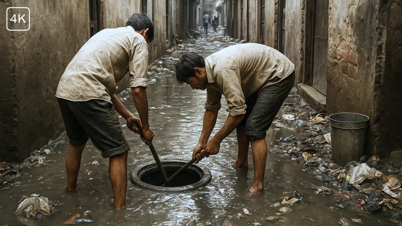 IN THE SEWER WITHOUT PROTECTIONS | WalkingTour in the Indian Capital | PaharGanj, New Delhi 4K