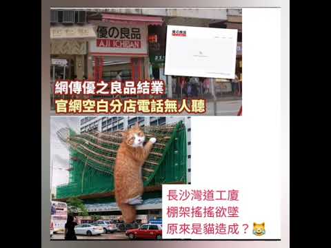7/6新聞資訊，優之良品疑全線結業荃灣分店營業時間落閘沙田站分店人去樓空，長沙灣道工廈棚架搖搖欲墜，是貓造成?😹