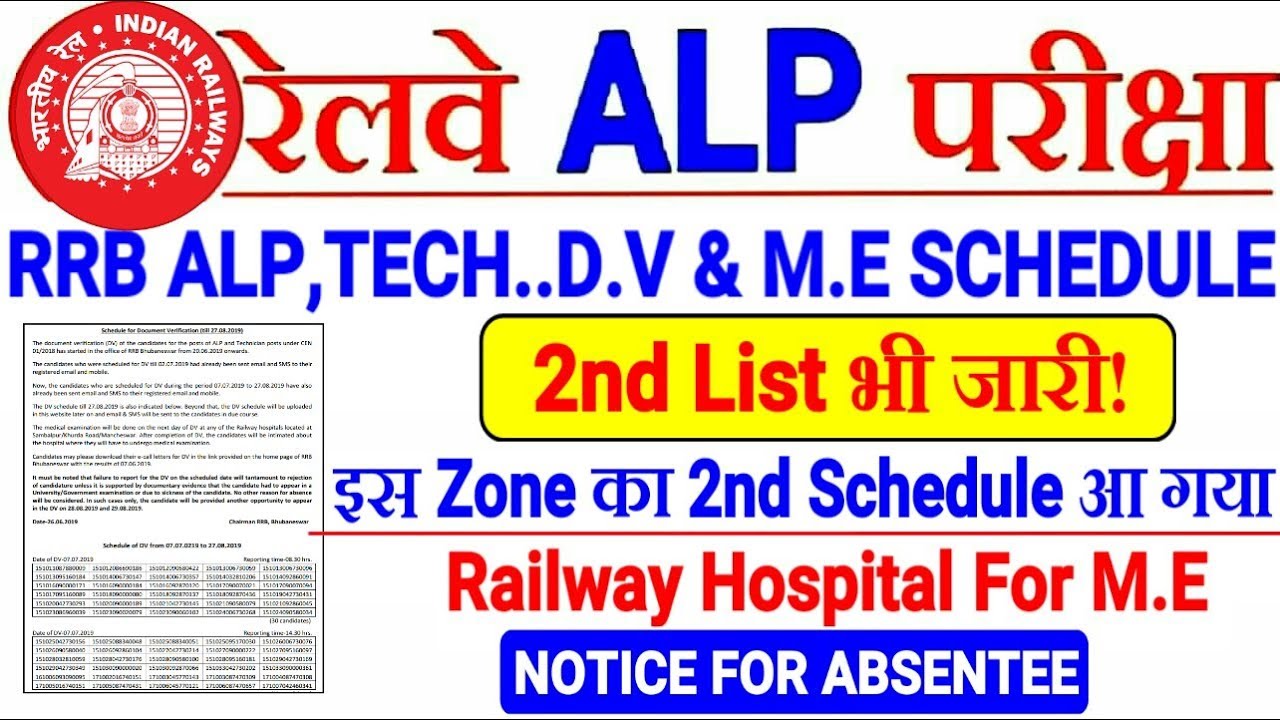 RRB ALP,TECH D.V & MEDICAL 2 BIG UPDATES! D.V 2ND SCHEDULE जारी। Official Notice For Absentee!!