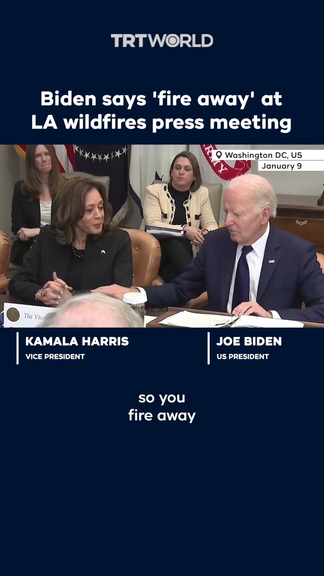 Biden says 'fire away' during LA wildfires press conference