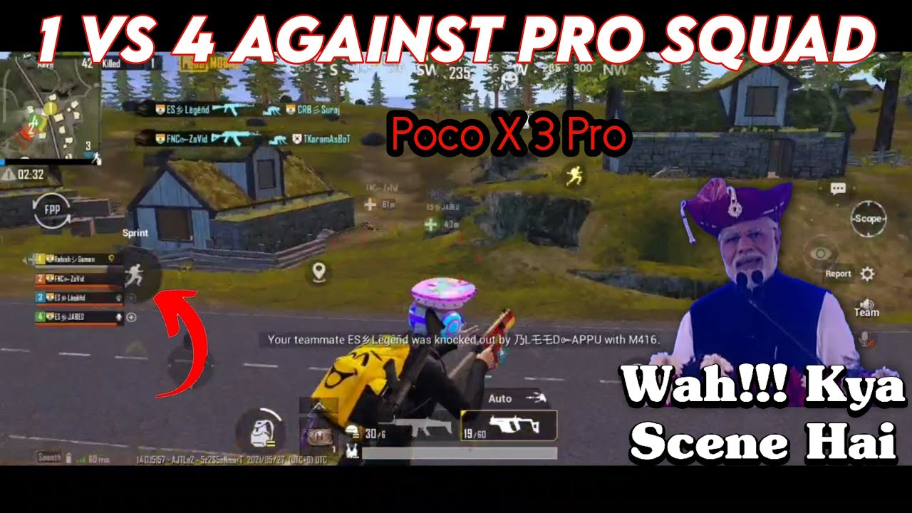 1 Vs 4 in livik Poco x 3 pro || Rahish Gamer 1 Vs 4 Pubg mobile || 