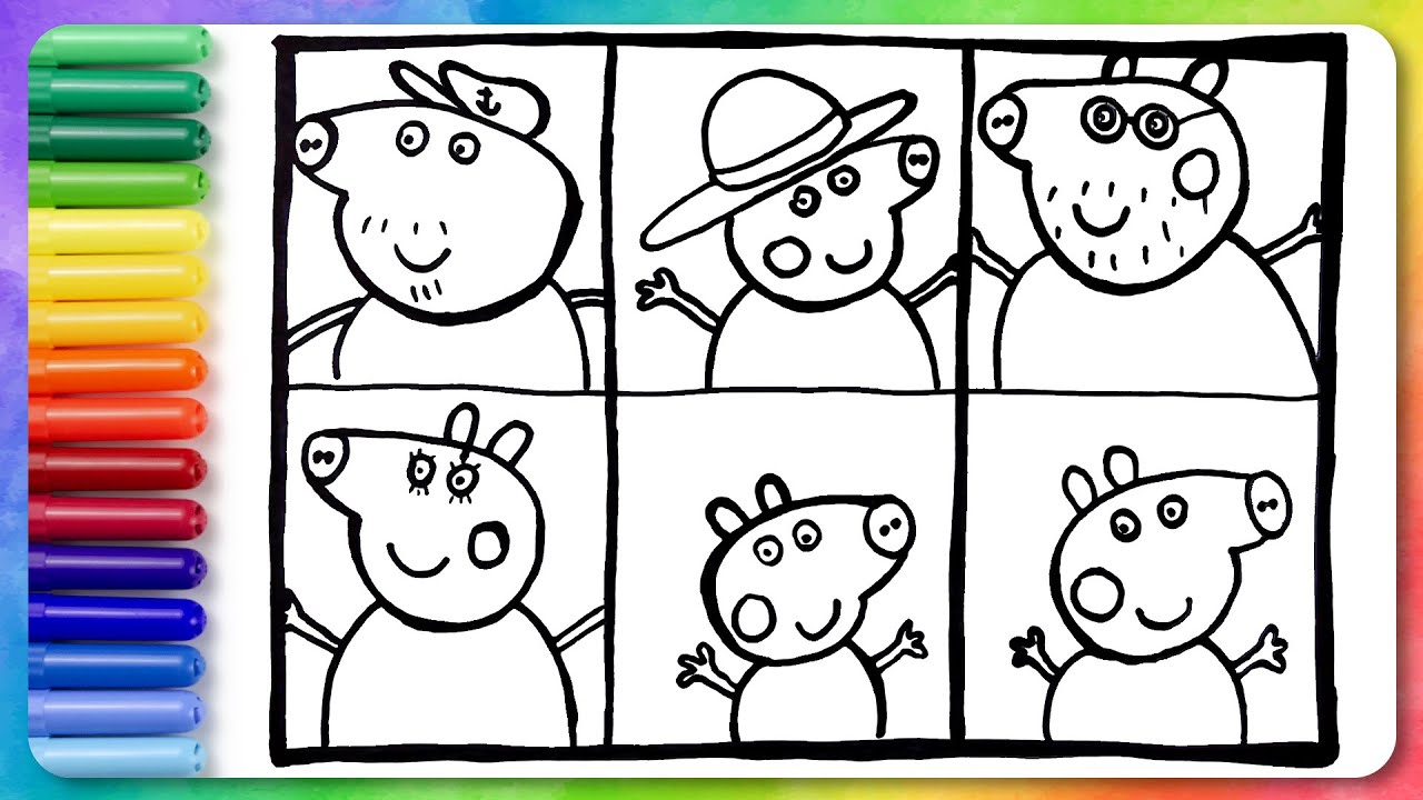 How To Draw Peppa Pig Family 🐷 Daddy, Mummy, George, Granny, Grandpa, Peppa Pig | Magic Easy Drawing